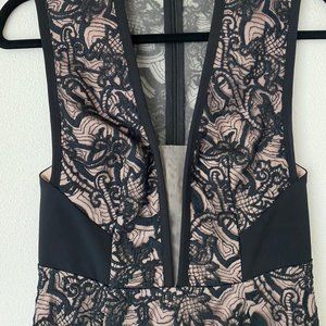 MANNING CARTELL Black and Nude Lace Cocktail Dress